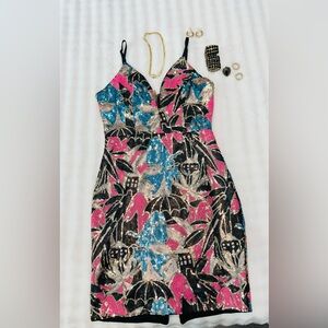 Elegant Sequin Floral Dress